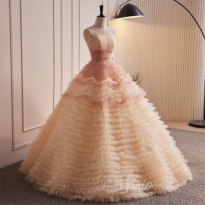 Radiant Ruffled Quinceanera Dresses Strapless Ball Gown AD1101-Quinceanera Dresses 2025 -Viniodress-Pink-Custom Size-