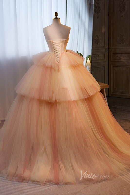 Radiant Ruffled Quinceanera Dresses Strapless Pleated Ball Gown AD1071-Quinceanera Dresses 2025 -Viniodress-Ombre-Custom Size-