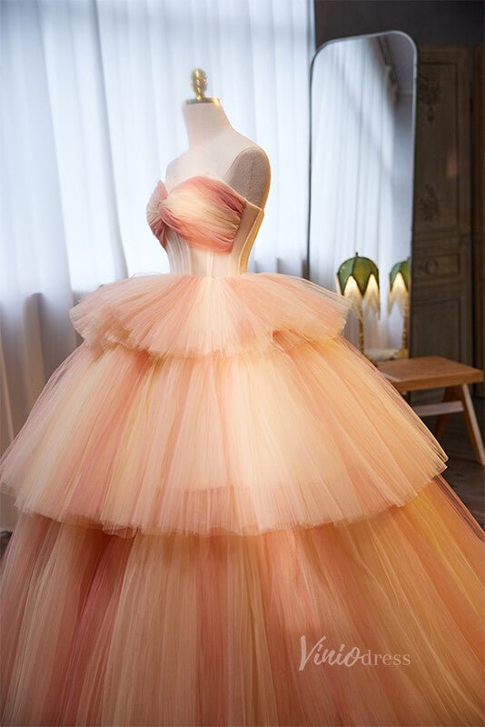 Radiant Ruffled Quinceanera Dresses Strapless Pleated Ball Gown AD1071-Quinceanera Dresses 2025 -Viniodress-Ombre-Custom Size-