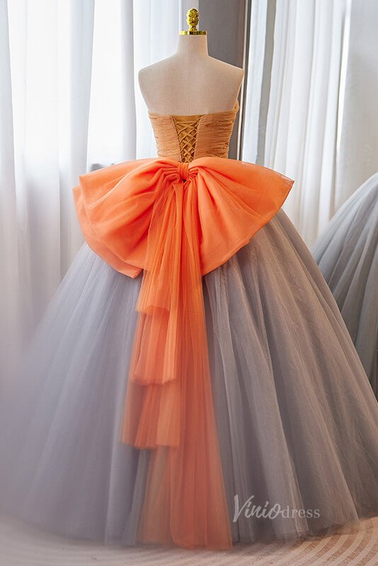 Radiant Strapless Quinceanera Dresses Bow-Tie Pleated Ball Gown AD1067-Quinceanera Dresses 2025 -Viniodress-Orange-Custom Size-