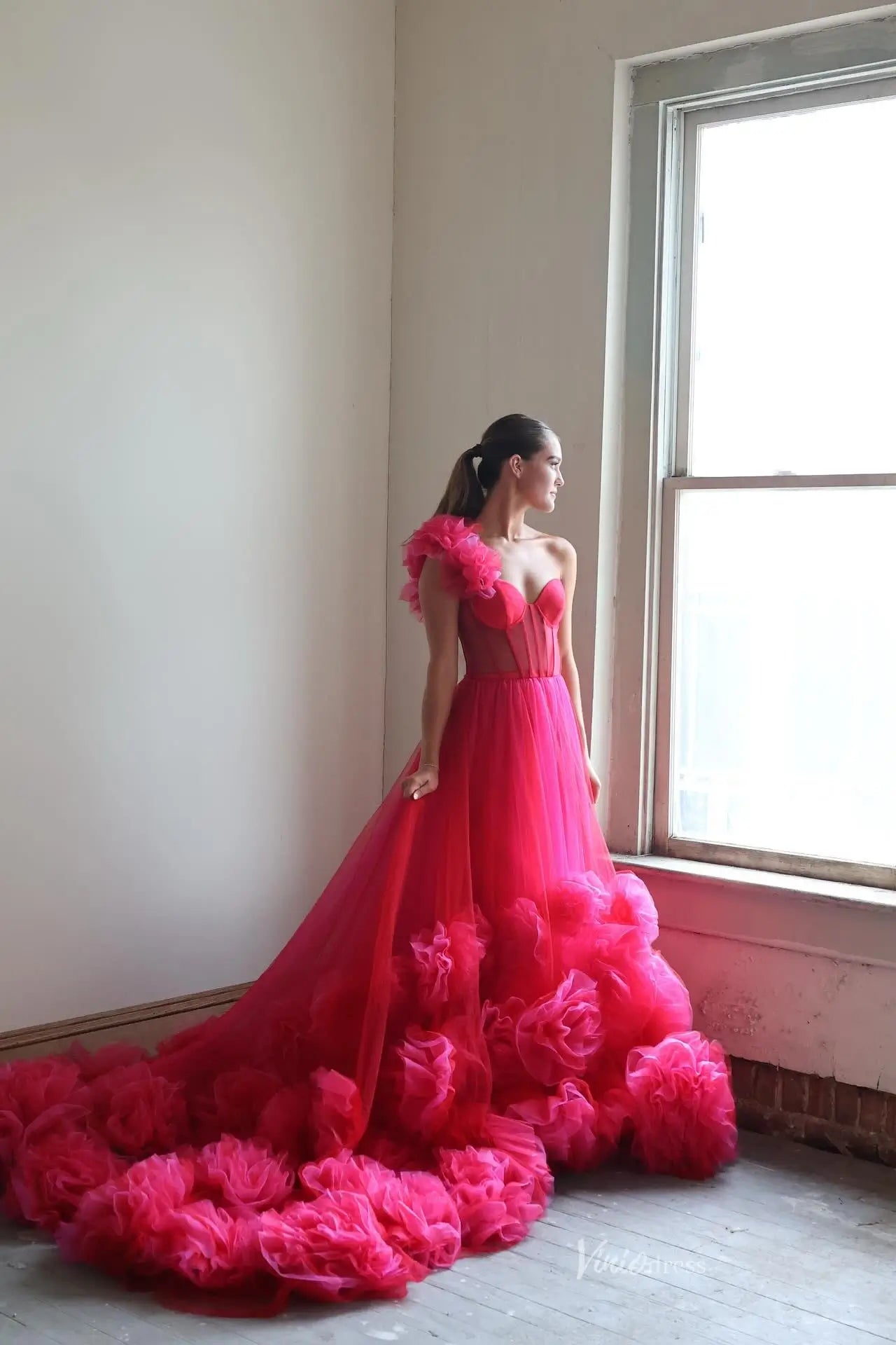 RF129-Prom Dresses 2026-Viniodress-Rasberry-Custom Size-