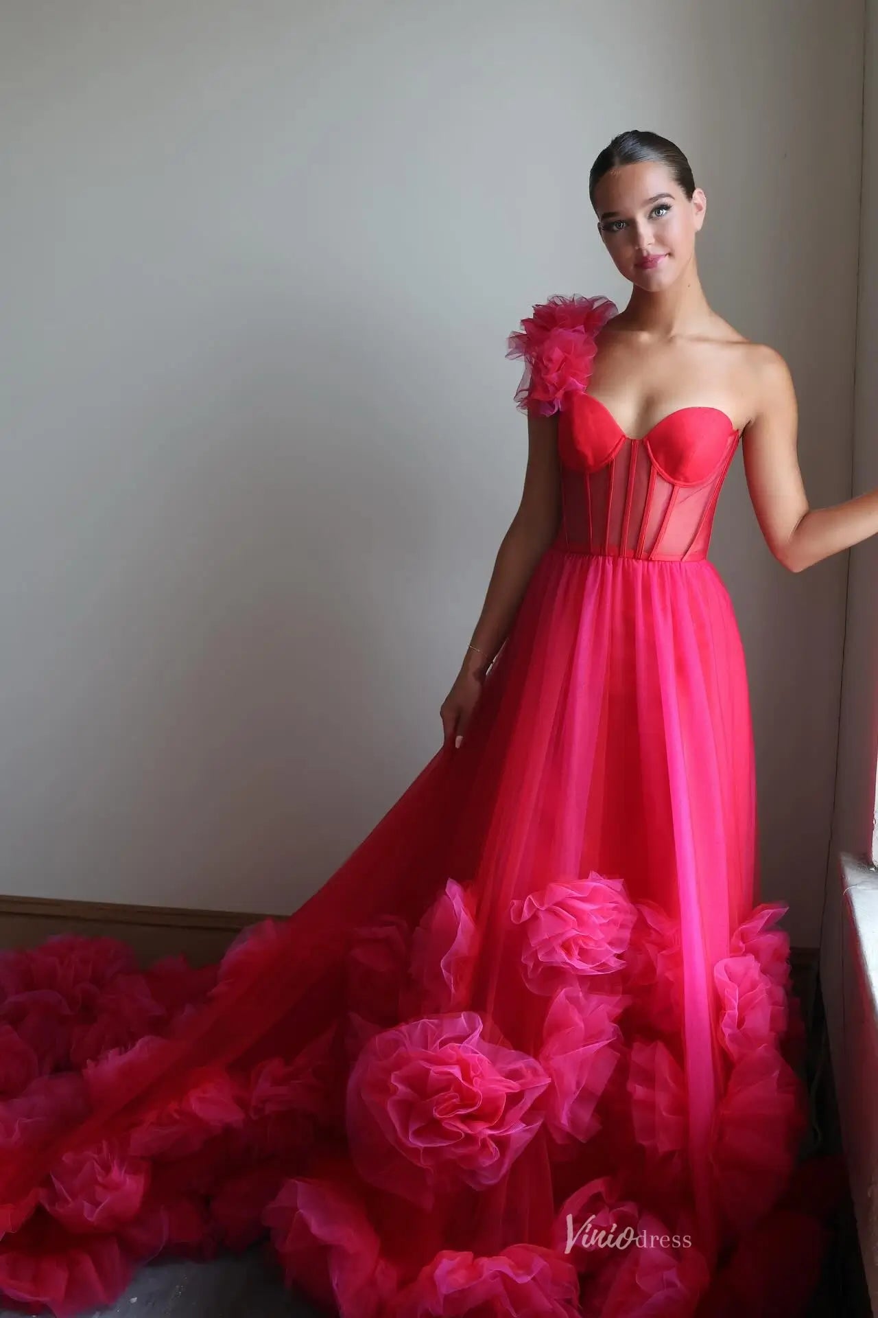 RF129-Prom Dresses 2026-Viniodress-Rasberry-Custom Size-