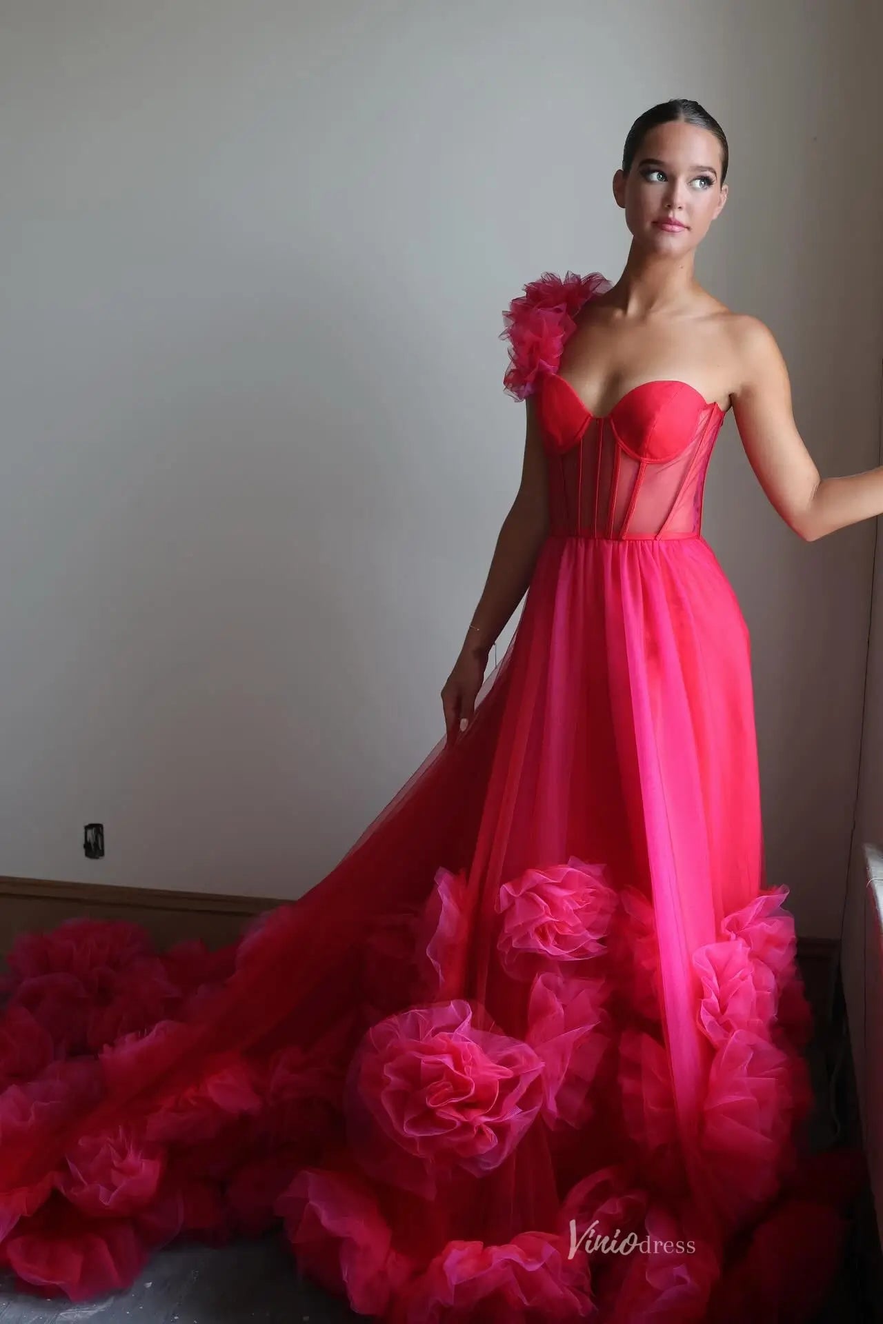 RF129-Prom Dresses 2026-Viniodress-Rasberry-Custom Size-