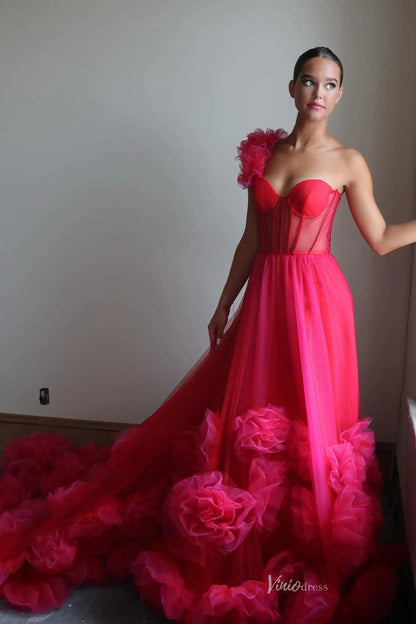 RF129-Prom Dresses 2026-Viniodress-Rasberry-Custom Size-