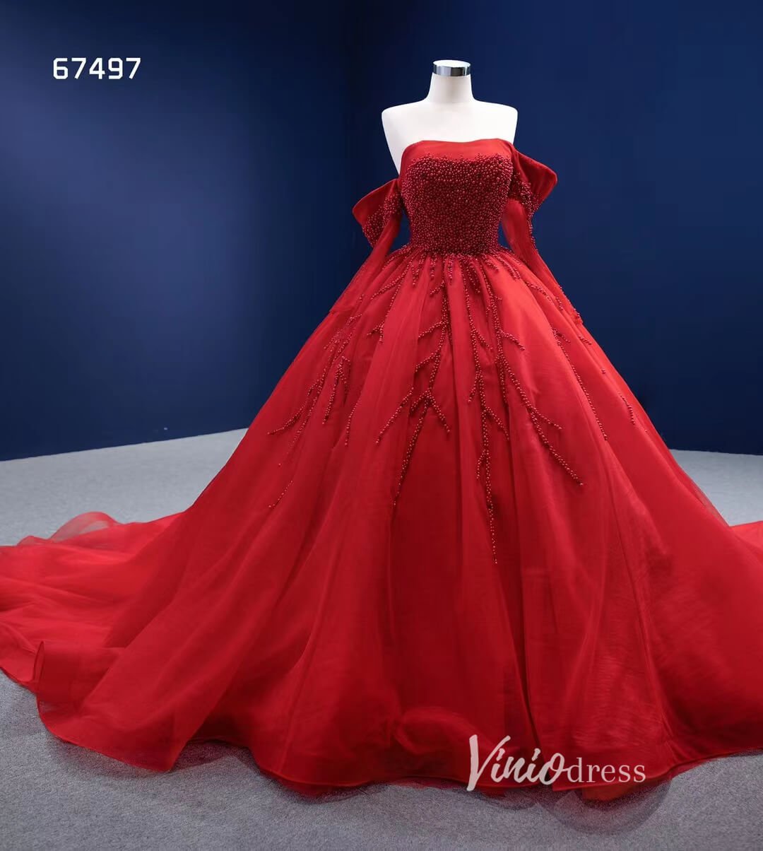 Red Ball Gown Wedding Dresses Long Sleeve Sweet 16 Dress 67497 Viniodress Red Ball Gown Wedding Dresses Long Sleeve Sweet 16 Dress 67497 Viniodress