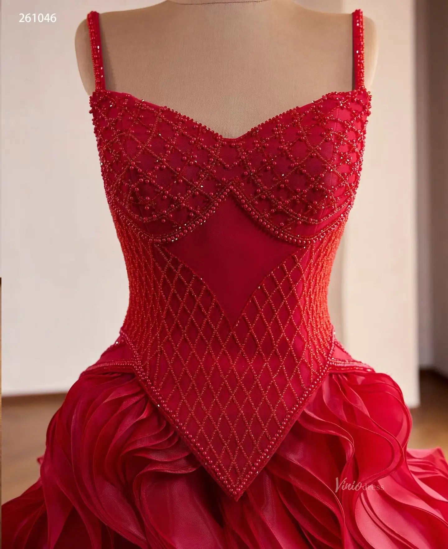 261046-Couture Gown 2026-Viniodress-Red-Custom Size – Add Measurements in Cart-