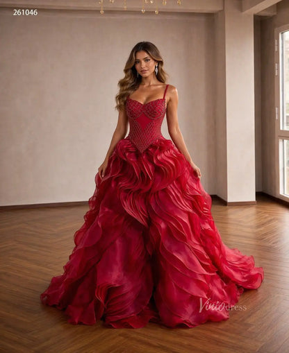 261046-Couture Gown 2026-Viniodress-Red-Custom Size – Add Measurements in Cart-