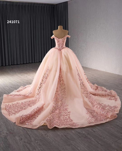 Red Beaded Lace Tiered Wedding Gowns Removable Overskirt Off the Shoulder Quince Dress 241071-Quinceanera Dresses 2025 -Viniodress-Red-Custom Size-