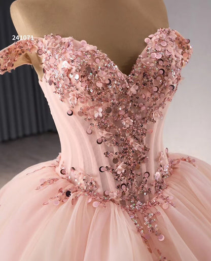 Red Beaded Lace Tiered Wedding Gowns Removable Overskirt Off the Shoulder Quince Dress 241071-Quinceanera Dresses 2025 -Viniodress-Red-Custom Size-