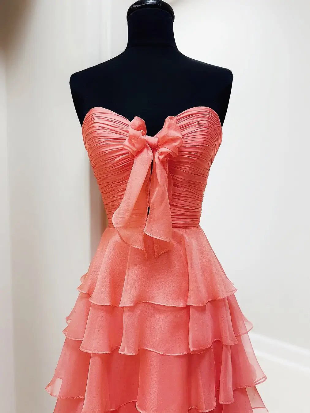 Red Chiffon Prom Dress with Sweetheart Neckline & Tiered Bottom – FD6097-prom dresses 2025 -Viniodress-Red-Custom Size-