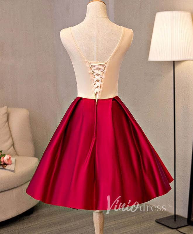 Red Floral Homecoming Dressese Corset Back SD1165S-Homecoming Dresses 2025 -Viniodress-Red-Custom Size-