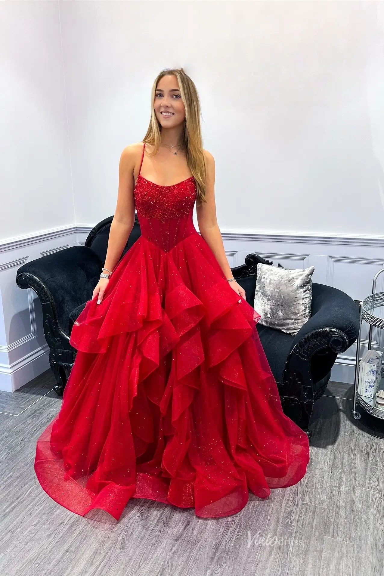 LY009-prom dresses 2026-Viniodress-Red-Custom Size-