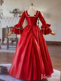 Red Long Sleeve Lacy Vintage Ball Gown Shimmering Ruffled Quinceanera Dress AD1313-Quinceanera Dresses-Viniodress-Viniodress