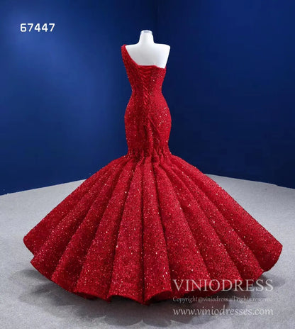 Red Mermaid Wedding Dress Trumpet Pageant Gown 67447-prom dresses 2025 -Viniodress-Red-Custom Size-