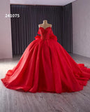 Red Off the Shoulder Bow Wedding Gowns Lace Beaded Quinceanera Dress 241075-Quinceanera Dresses-Viniodress-Viniodress