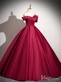 Red Off the Shoulder Cheap Prom Dresses Satin Formal Gown AD1352-prom dresses-Viniodress-Viniodress