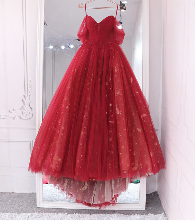 Prom Dress 2025 Red Off the Shoulder Prom Dresses Pleated Evening Dress FD3173-unique prom dresses-Red-Custom Size-Viniodress