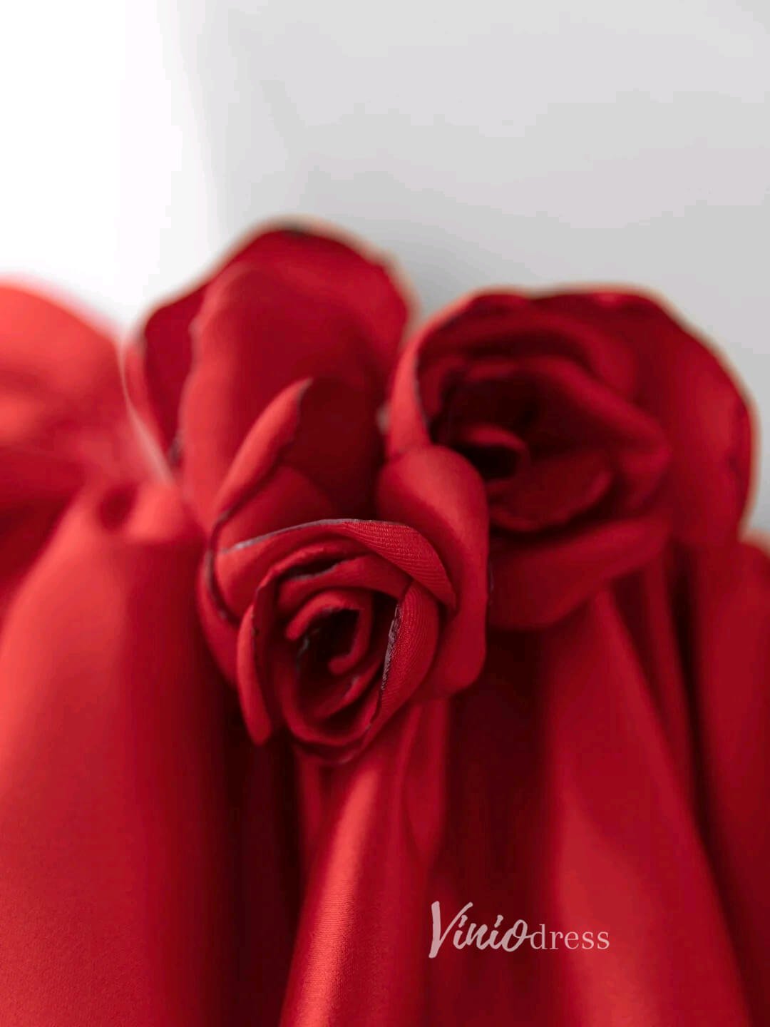 Red Off the Shoulder Prom Dresses Rosette Dress AD1040-prom dresses 2025 -Viniodress-Red-Custom Size-