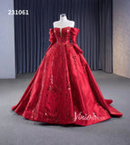 Red Off the Shoulder Sequin Quinceanera Dresses Long Sleeve Formal Gown 231061-Quinceanera Dresses-Viniodress-Viniodress