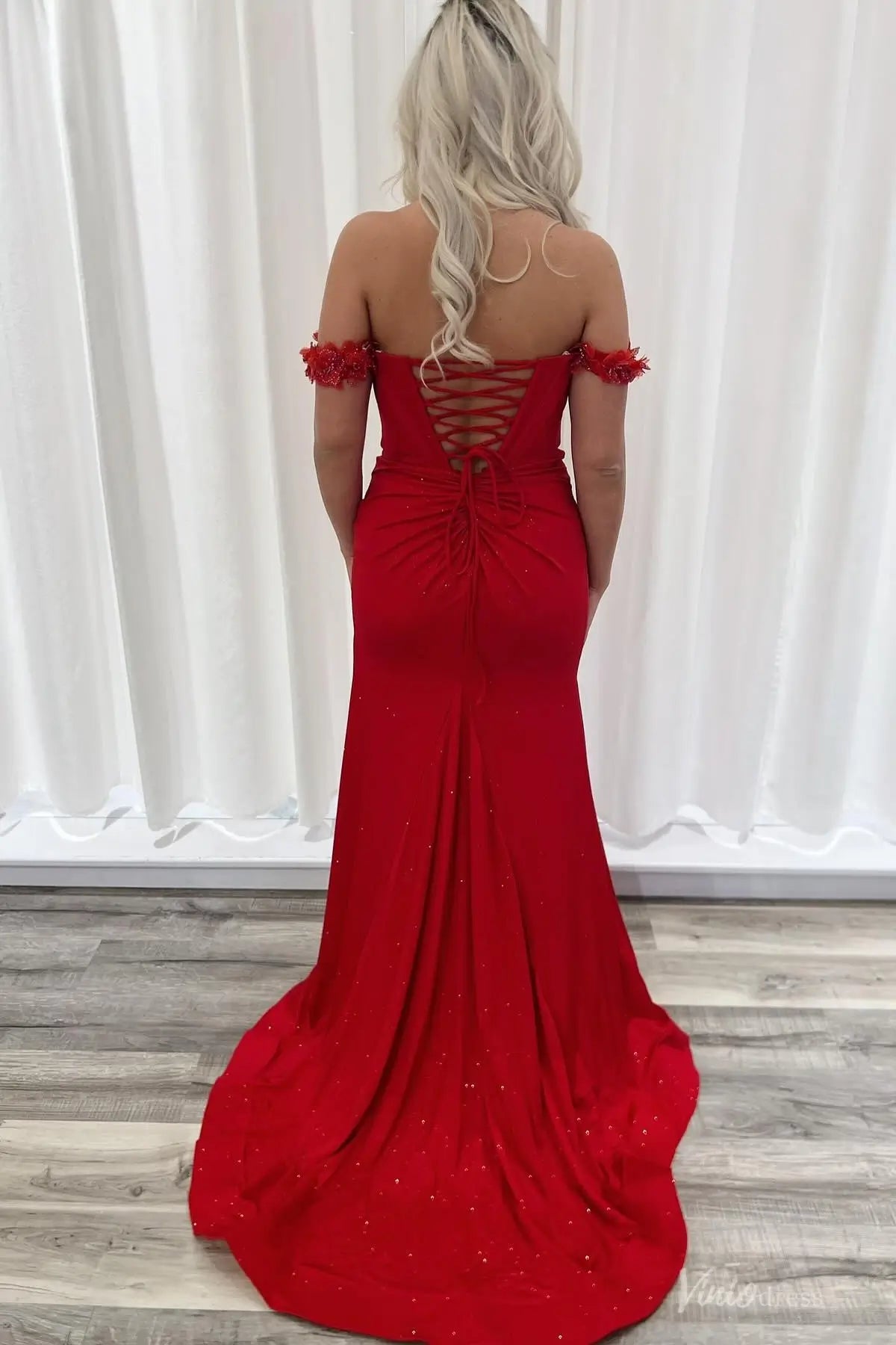 SS189-prom dresses 2026-Viniodress-Red-Custom Size-