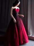 prom dresses 2025 Red Ombre Tulle Prom Dresses Strapless Quinceanera Dresses SU052-plus size wedding dresses Viniodress-Red-Custom Size-