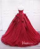 Prom Dress 2025 Red Pleated Tulle Quinceanera Dresses Strapless Prom Ball Gown FD3452-unique prom dresses-Red-Custom Size-Viniodress