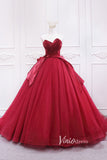 Prom Dress 2025 Red Pleated Tulle Quinceanera Dresses Strapless Prom Ball Gown FD3452-unique prom dresses-Red-Custom Size-Viniodress