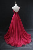 Prom Dress 2025 Red Polka Dot Lace Prom Dresses Spaghetti Strap V-neck Evening Dress-unique Prom Dresses-Red-US2-Viniodress