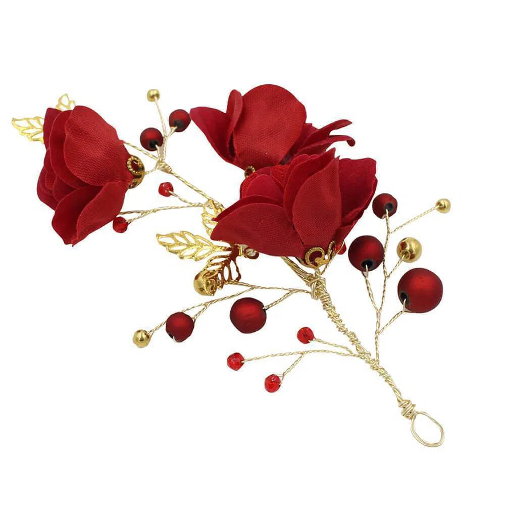 Red Rose Headpieces AC1111-Headpieces 2025 -Viniodress-1PCS-