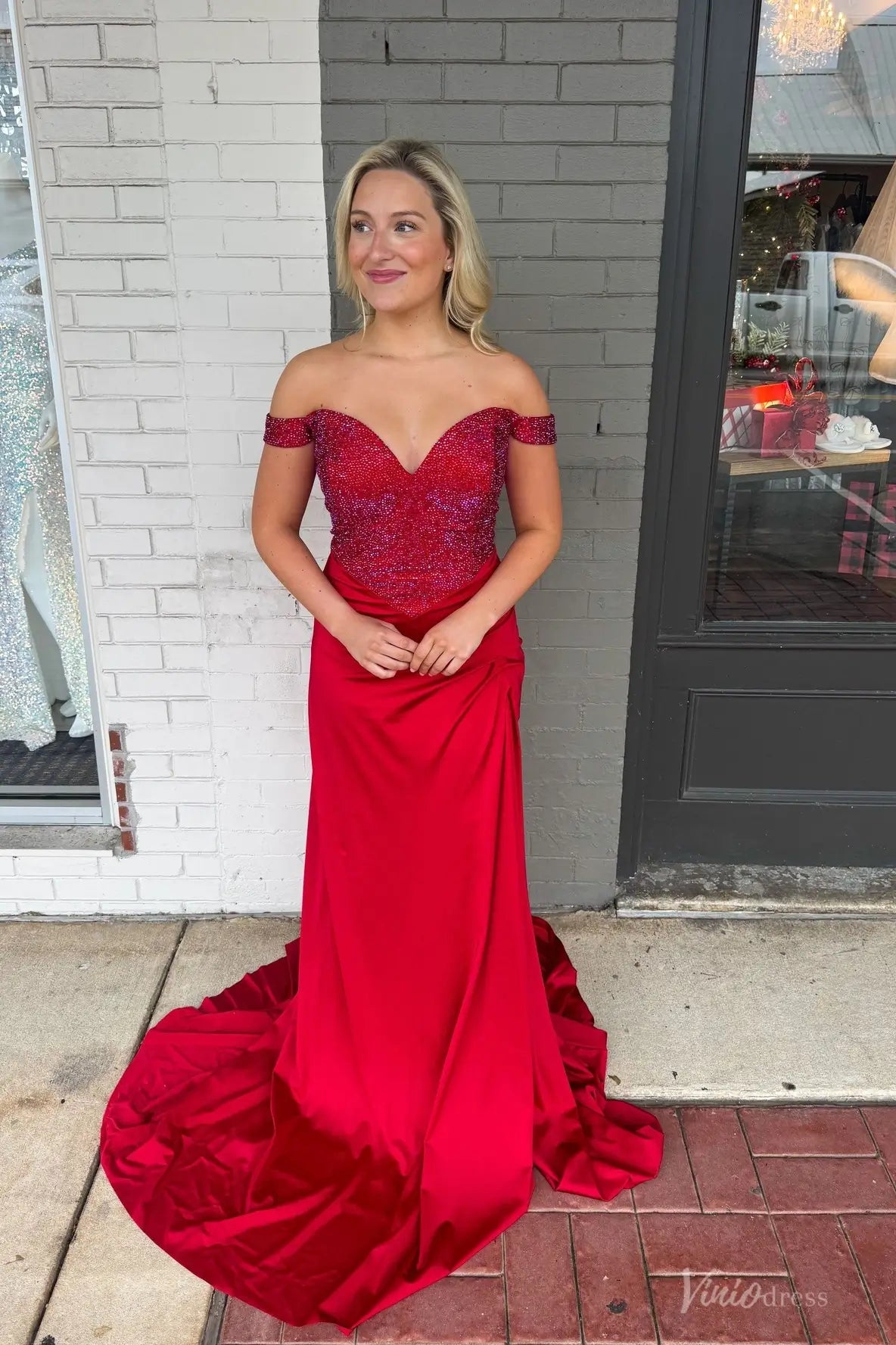 SS291不转 basque waist-prom dresses 2026-Viniodress-Red-Custom Size-