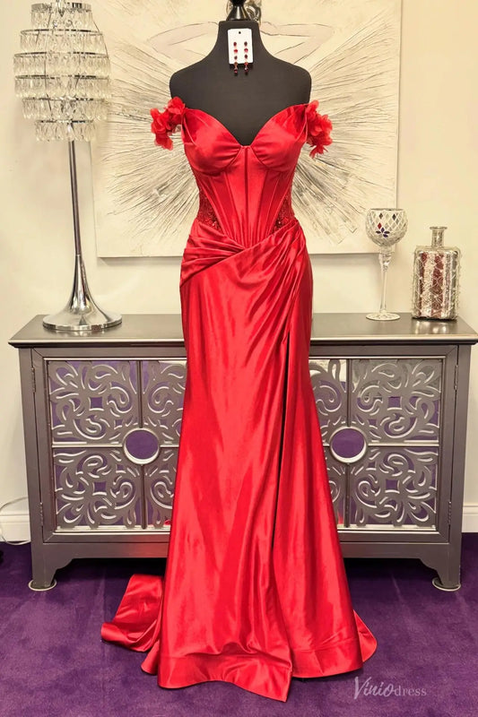 SS263-prom dresses 2026-Viniodress-Red-Custom Size – Add Measurements in Cart-
