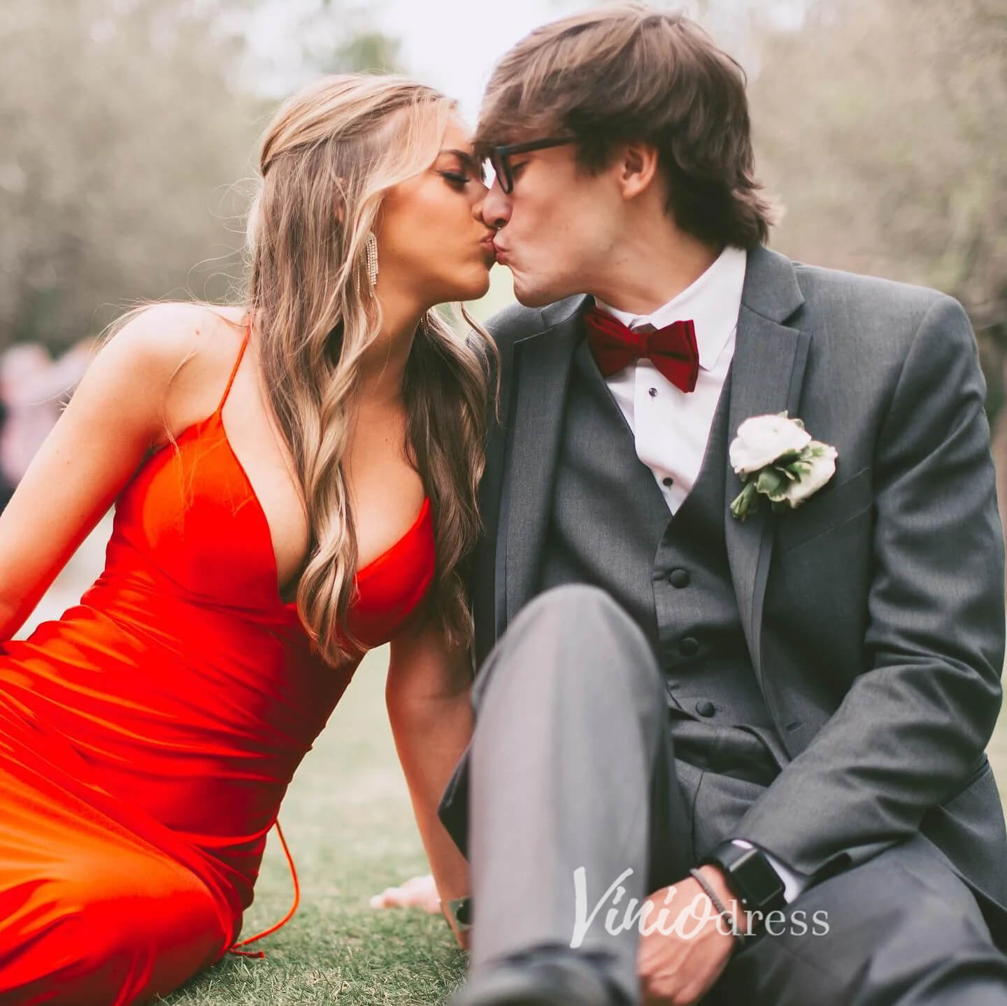 Red Satin Prom Dresses Mermaid Spaghetti Strap Formal Gown FD3287-prom dresses 2025 -Viniodress-Red-Custom Size-