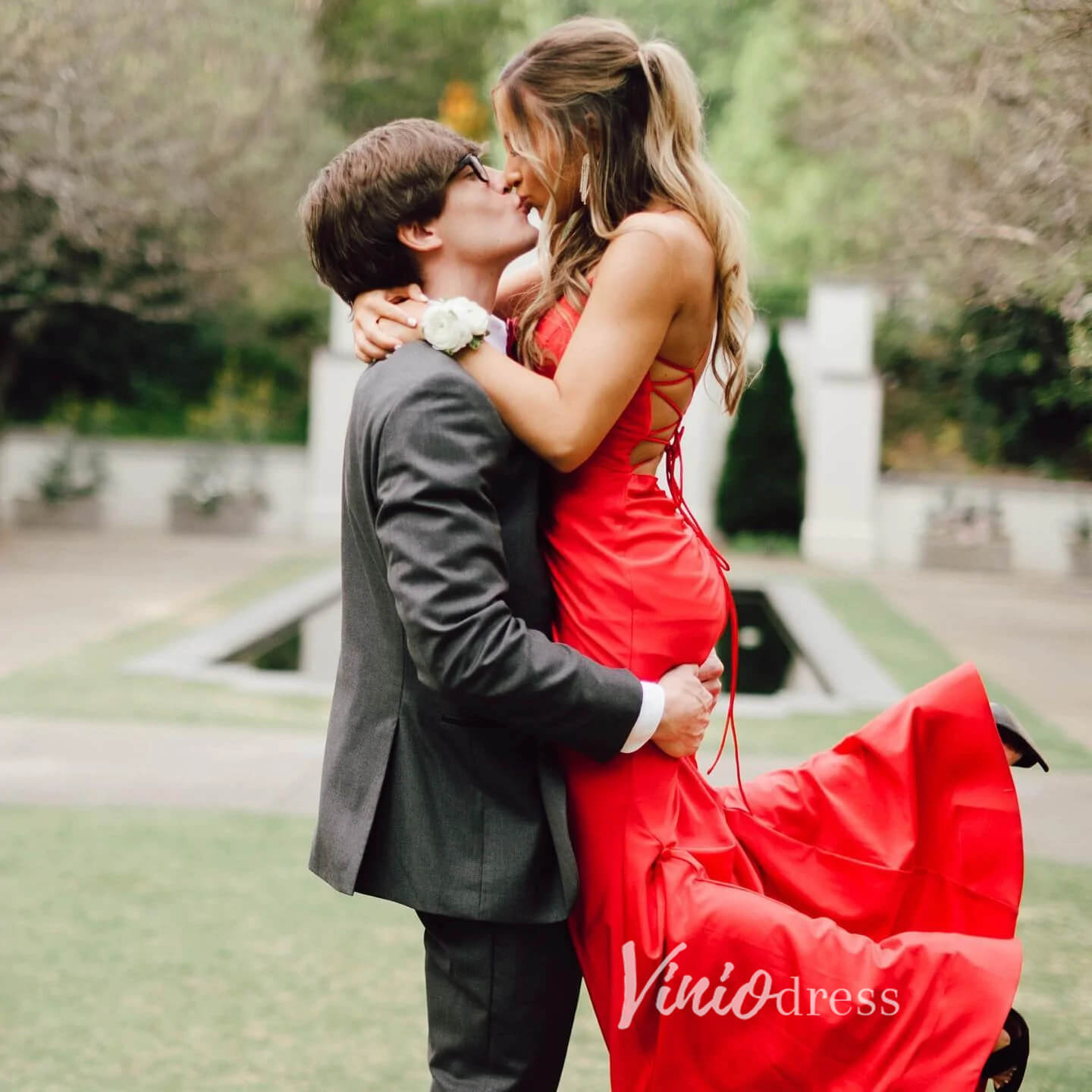 Red Satin Prom Dresses Mermaid Spaghetti Strap Formal Gown FD3287-prom dresses 2025 -Viniodress-Red-Custom Size-