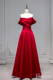 Prom Dress 2025 Red Satin Cheap Prom Dresses Off the Shoulder Formal Dress AD1330-unique prom dresses-Red-Custom Size-Viniodress