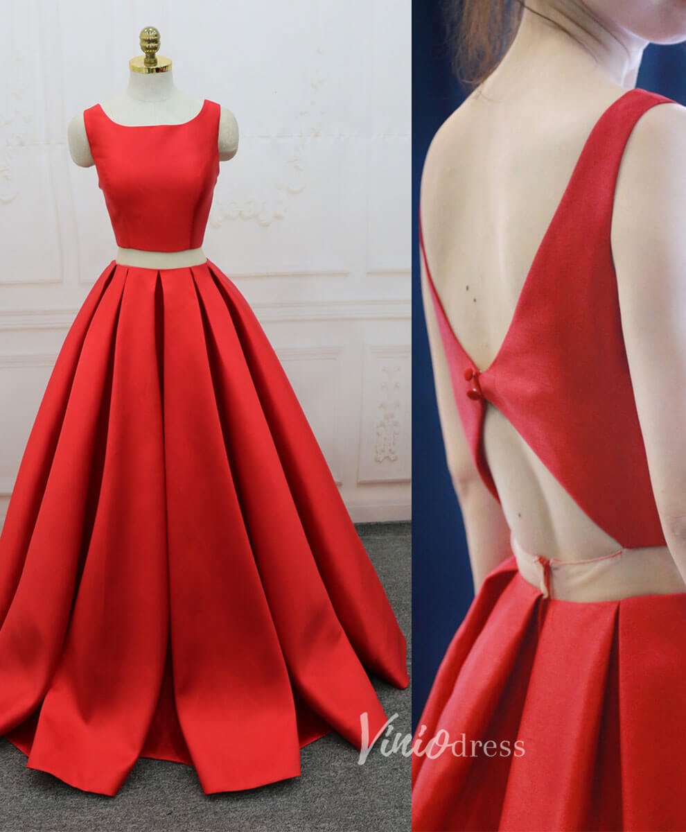 Red Satin Prom Dresses Wide Strap A-Line Evening Dress FD3159-prom dresses 2025 -Viniodress-Red-Custom Size-