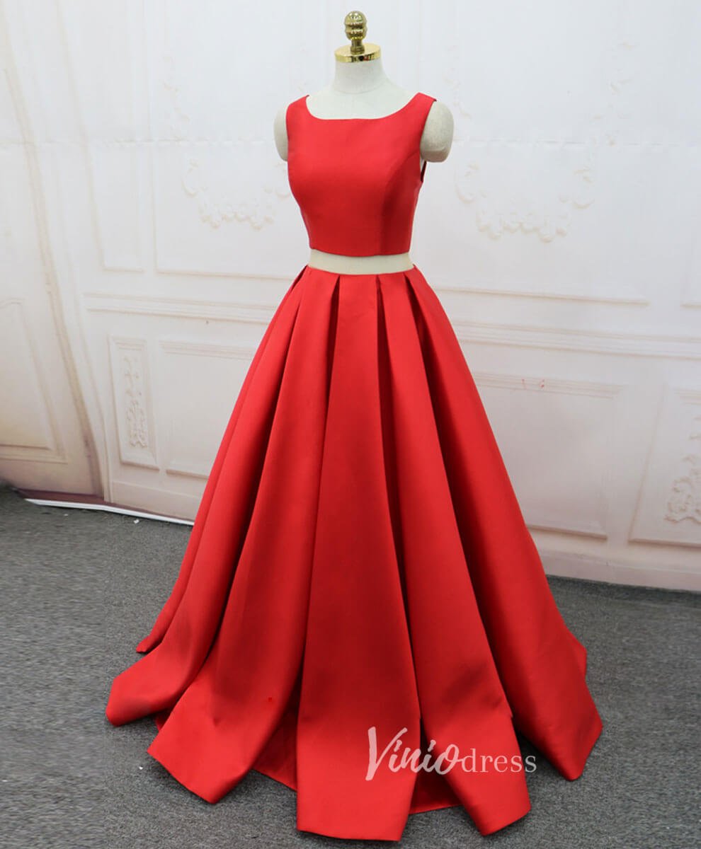 Red Satin Prom Dresses Wide Strap A-Line Evening Dress FD3159-prom dresses 2025 -Viniodress-Red-Custom Size-