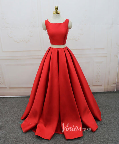 Red Satin Prom Dresses Wide Strap A-Line Evening Dress FD3159-prom dresses 2025 -Viniodress-Red-Custom Size-