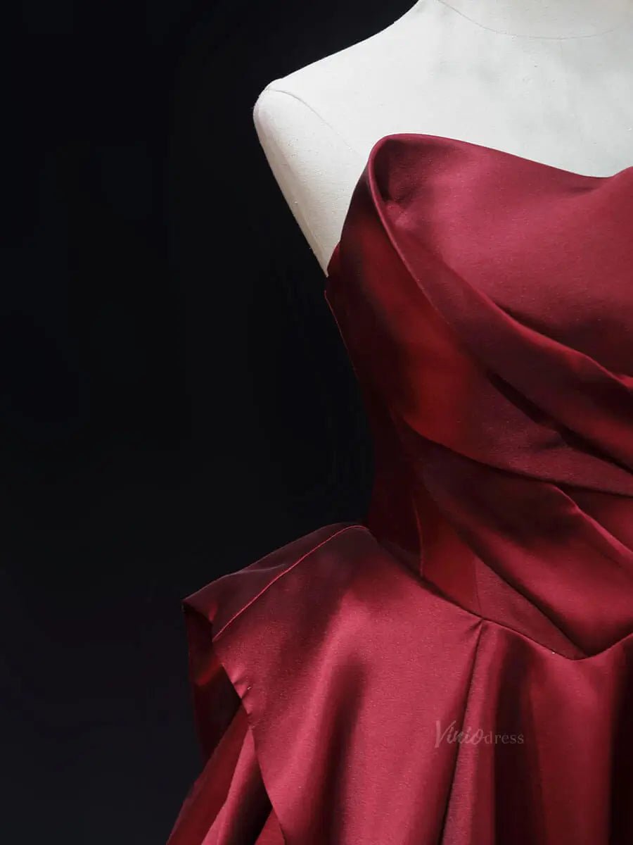 Red Satin Prom Dresses with Overskirt, Off the Shoulder, Quinceanera Dresses SU064-prom dresses 2025 -Viniodress-Red-Custom Size-