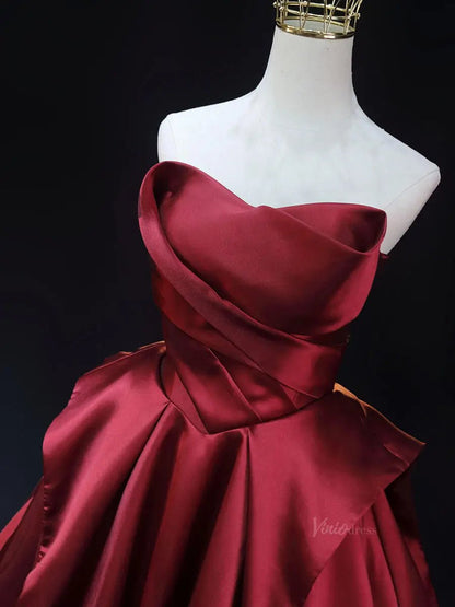 Red Satin Prom Dresses with Overskirt, Off the Shoulder, Quinceanera Dresses SU064-prom dresses 2025 -Viniodress-Red-Custom Size-