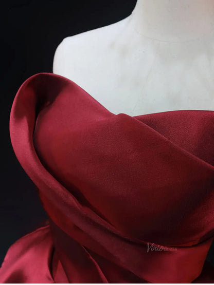 Red Satin Prom Dresses with Overskirt, Off the Shoulder, Quinceanera Dresses SU064-prom dresses 2025 -Viniodress-Red-Custom Size-