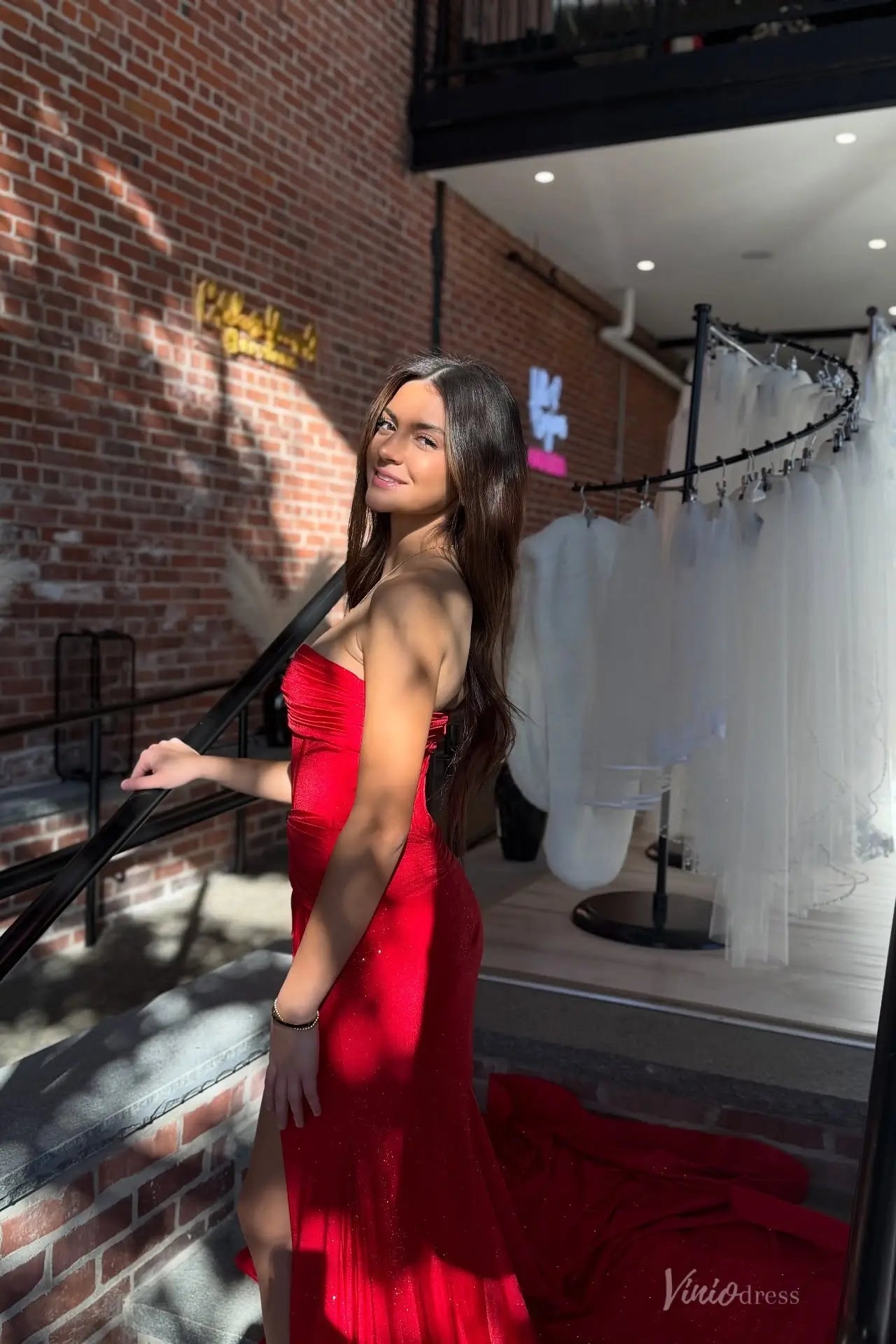 SS284 sparkly-prom dresses 2026-Viniodress-Red-Custom Size-