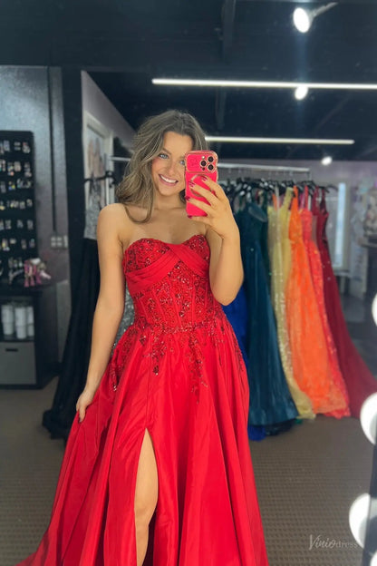 AS055-Prom Dresses 2026-Viniodress-Red-Custom Size-