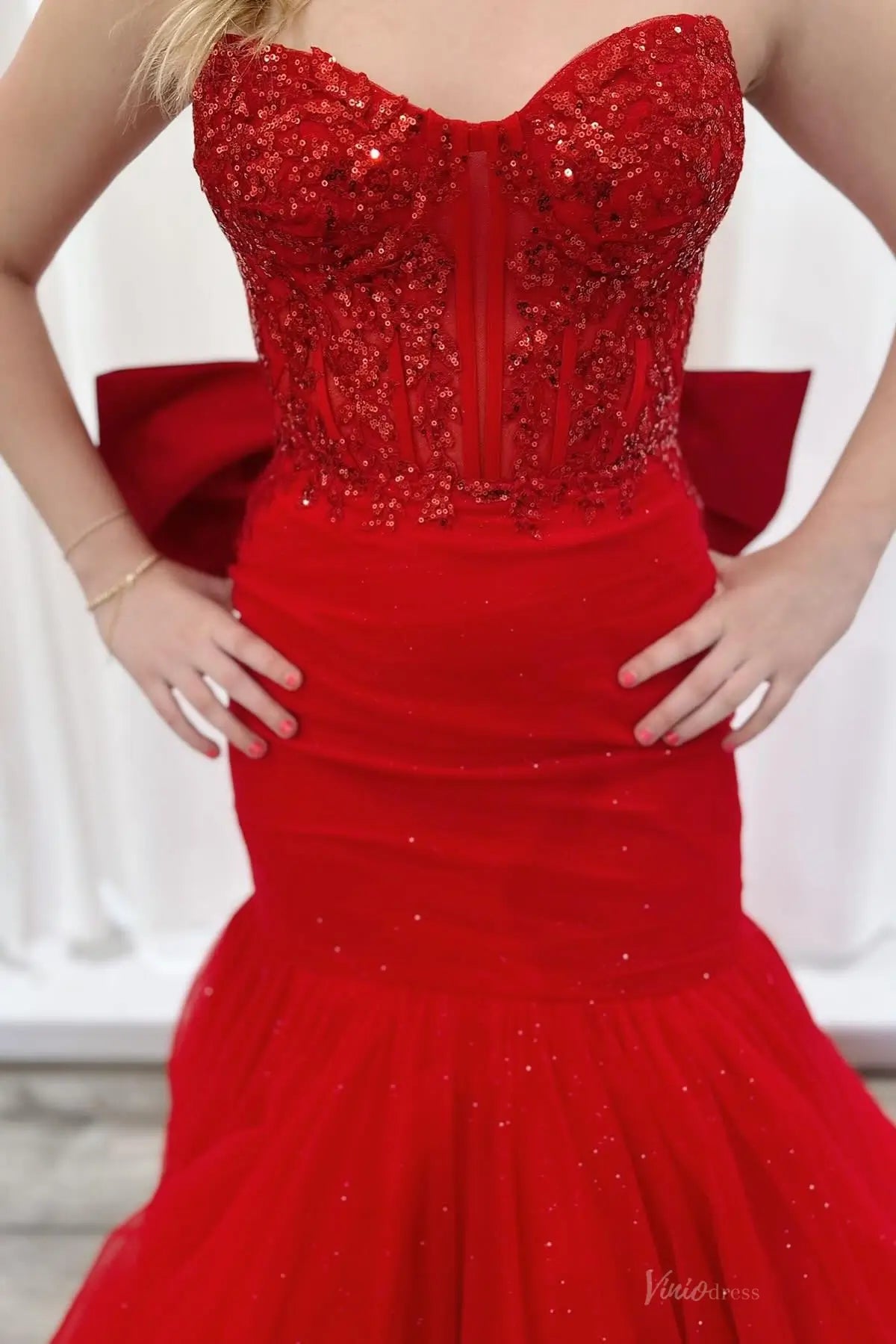 LP028-prom dresses 2026-Viniodress-Red-Custom Size-