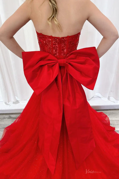 LP028-prom dresses 2026-Viniodress-Red-Custom Size-