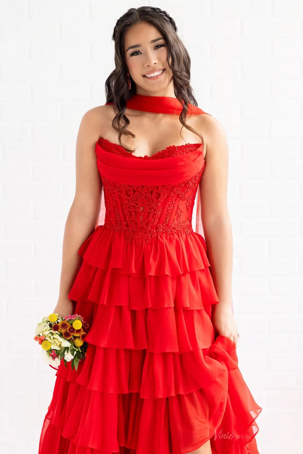 RF325-prom dresses 2026-Viniodress-Red-Custom Size-