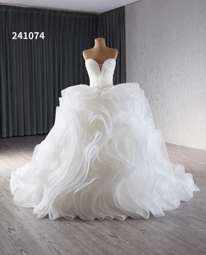 Red Tiered Ruffled Wedding Gowns Strapless Sweetheart Neck Quince Dress 241074-Quinceanera Dresses 2025 -Viniodress-Red-Custom Size-