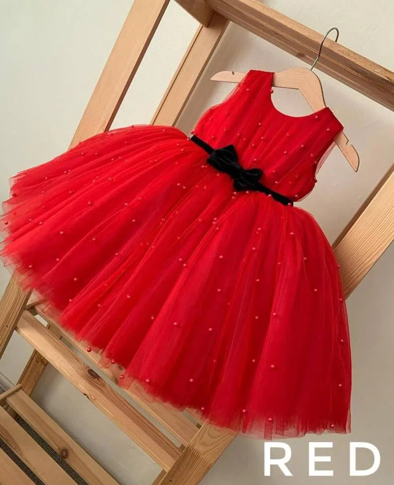 Red Tulle Flower Girl Dress for Little Girls GL1126-flower girl dresses 2025 -Viniodress-Red-Custom Size-