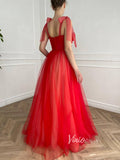 Prom Dress 2025 Red Tulle Prom Dresses 3D flower Long Formal Dress FD2777-unique prom dresses-Red-Custom Size-Viniodress