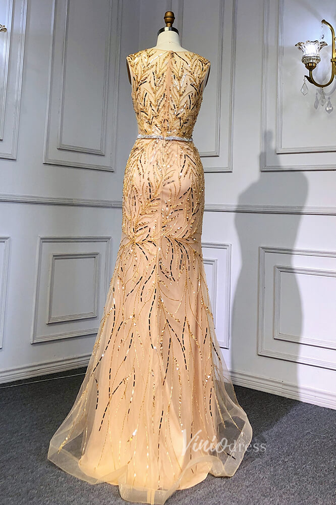 Prom Dress 2025 Removable Cape Formal Dresses Beaded Mermaid Pageant Dress FD3001-unique prom dresses-Champagne-US 2-Viniodress