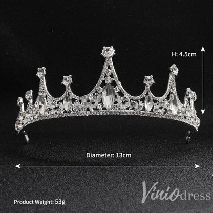 Retro Classic Crystal Wedding Tiara Viniodress AC1087-Headpieces 2025 -Viniodress-Silver-